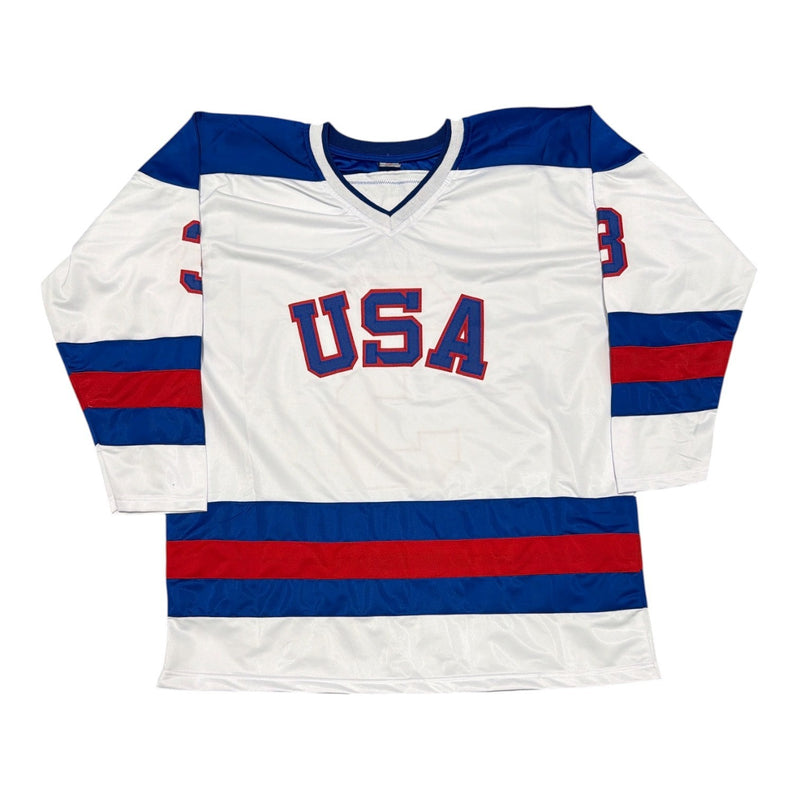 Ken Morrow Signed USA Hockey Custom Jersey - Miracle on Ice 80 Gold