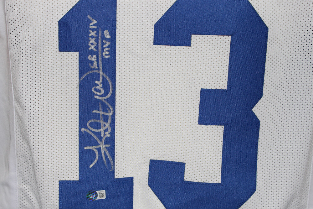 Kurt Warner Autographed St. Louis Rams White Custom Jersey SB MVP Beckett