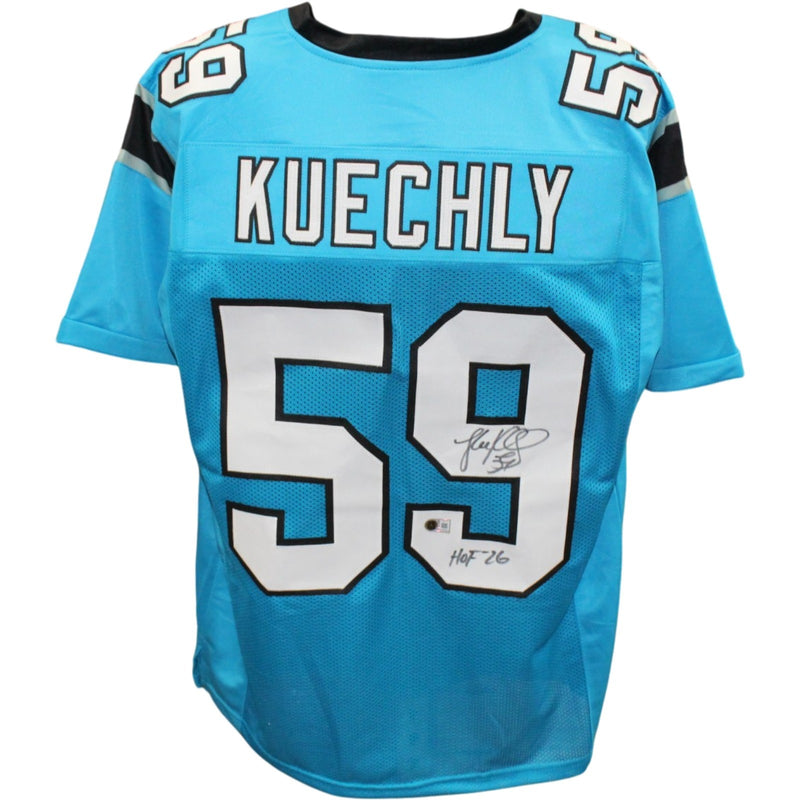 Luke Kuechly Signed Teal Jersey - HOF Inscribed