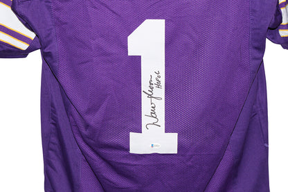 Warren Moon Signed Minnesota Vikings Custom Purple Jersey HOF Inscribed BAS