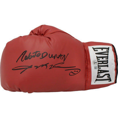 Sugar Ray Leonard & Roberto Duran Signed Red Everlast Boxing Glove