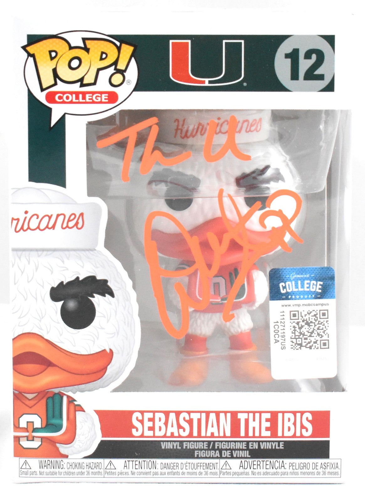 Warren Sapp Signed Miami Hurricanes Funko Pop #12