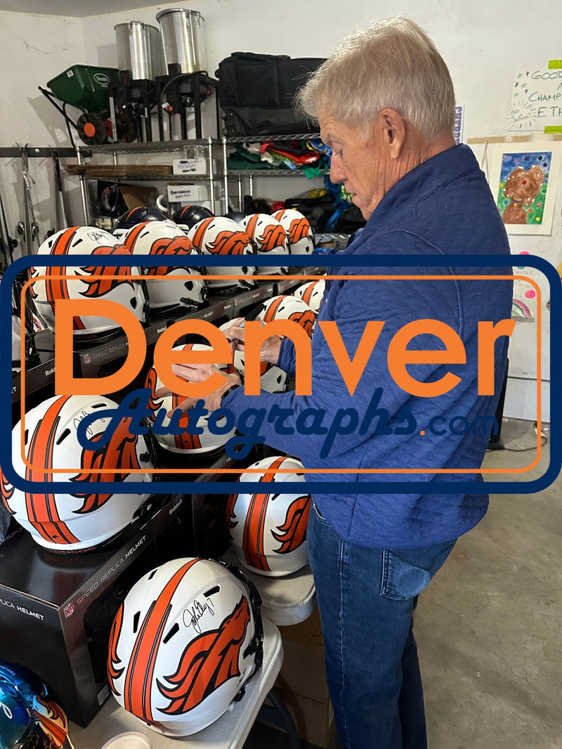 John Elway Autographed Denver Broncos Full Size Lunar Replica Helmet