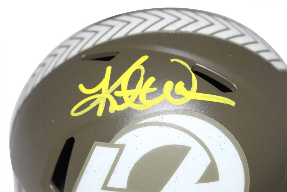 Kurt Warner Signed St. Louis Rams Salute to Service Mini Helmet