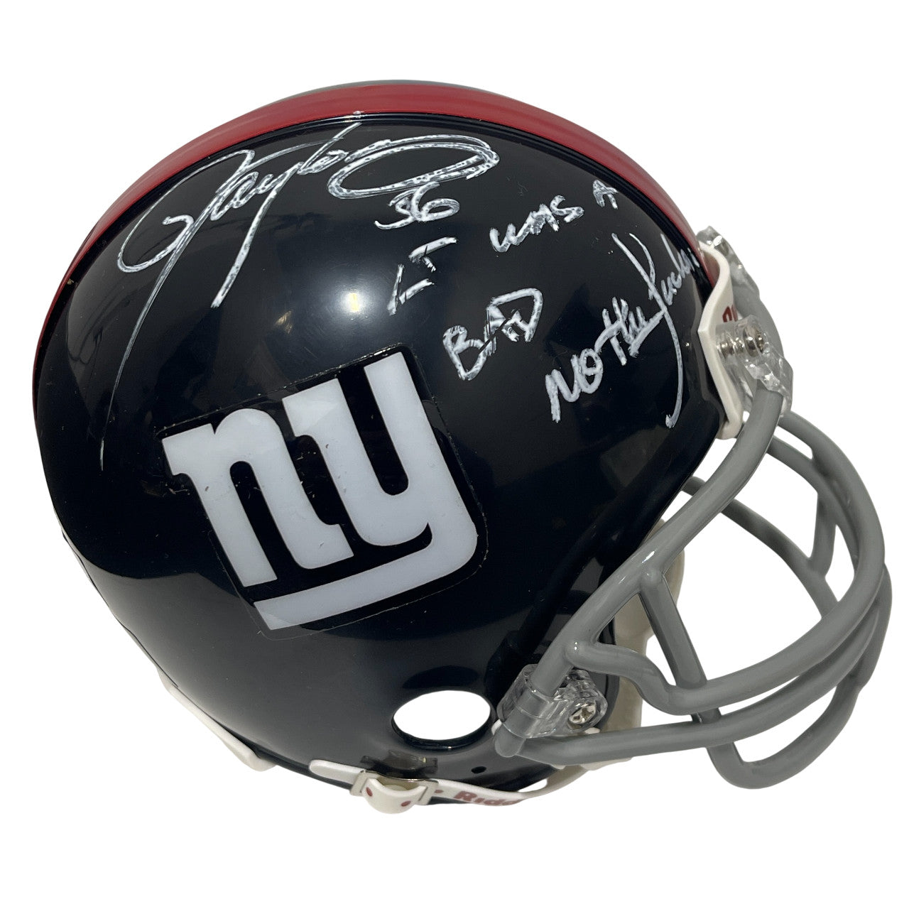 Lawrence Taylor Signed Giants Throwback Mini Helmet with "Bad MFer" Inscription