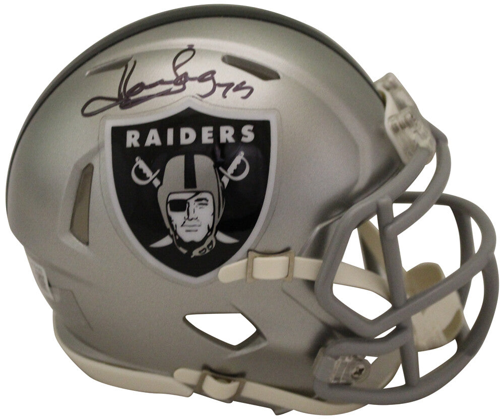 Howie Long Autographed Raiders Flash Alternate Mini Helmet Beckett COA