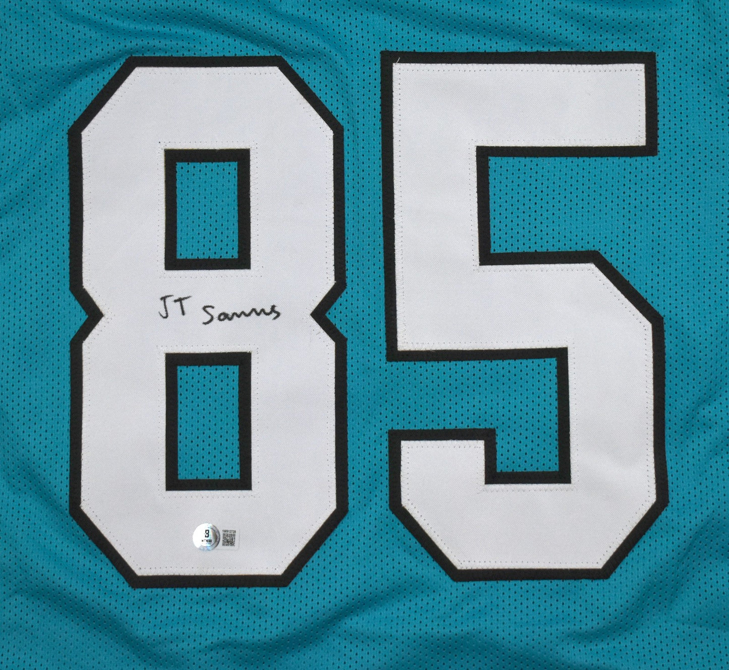 Ja'Tavion Sanders Autographed Teal Custom Football Jersey