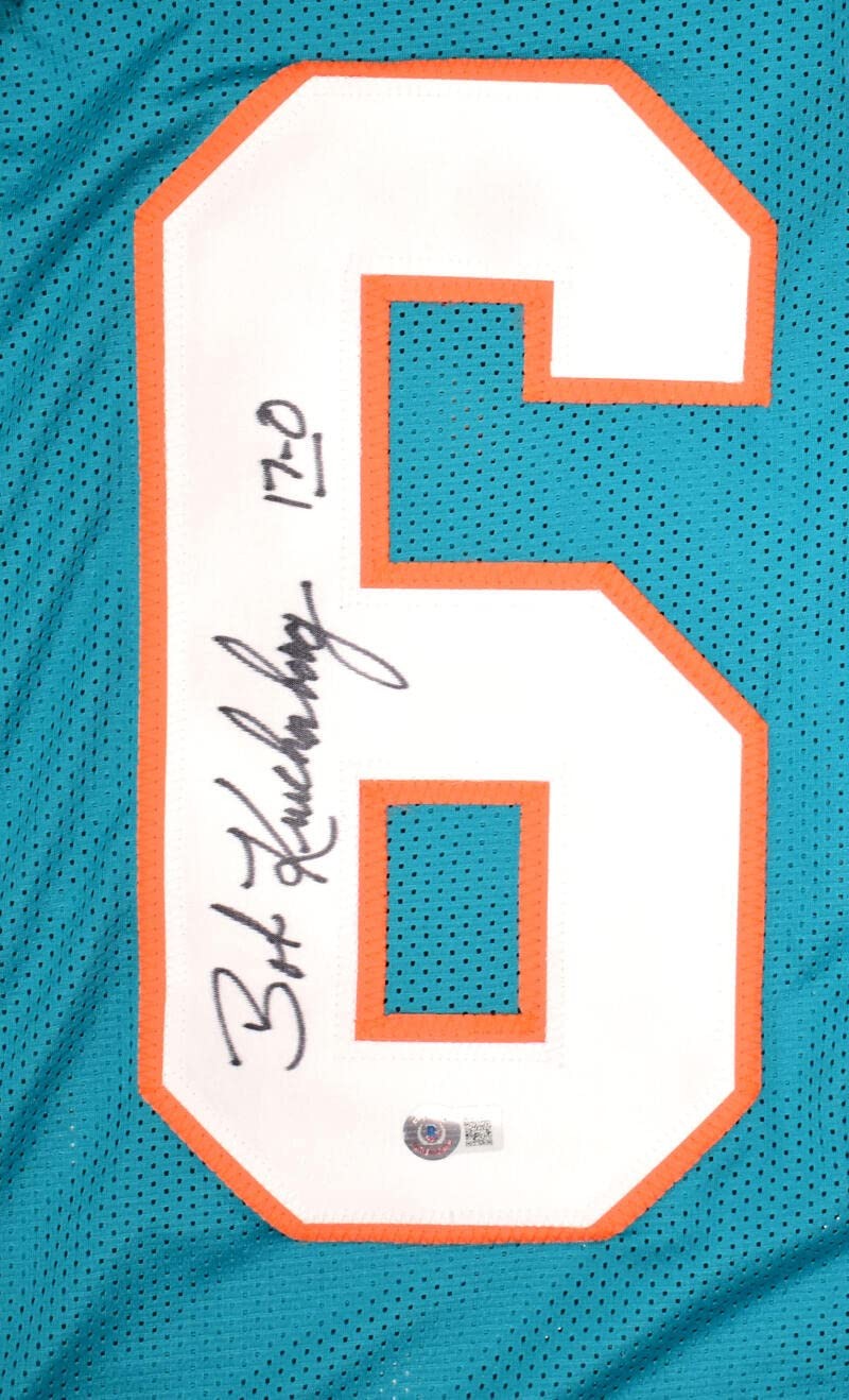Bob Kuechenberg Signed Miami Dolphins Custom Teal Jersey