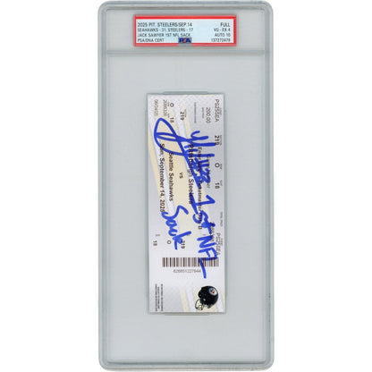 Jack Sawyer Autographed Pittsburgh Steelers 1st NFL Sack Slabbed Ticket