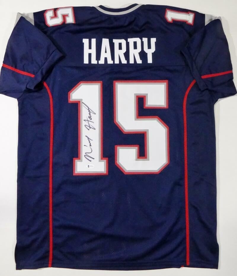 N'Keal Harry Signed Blue Custom Football Jersey