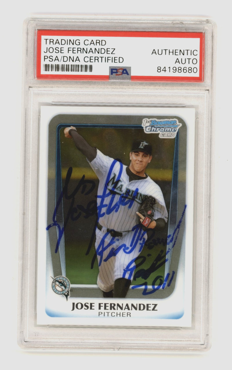 Jose Fernandez Signed 2011 Bowman Chrome 1st Round Pick Rookie Card PSA