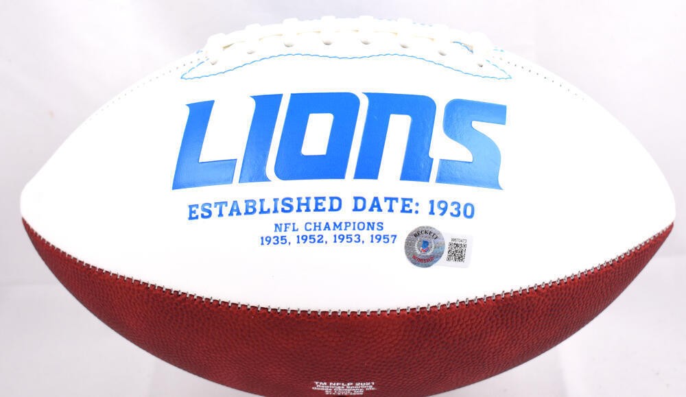 Hendon Hooker Signed Detroit Lions Logo Football - Black
