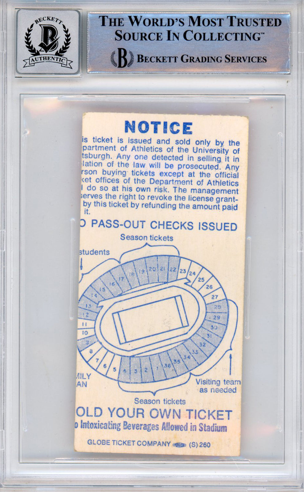 Tony Dorsett Signed Pittsburgh Panthers Ticket Stub 1976 Syracuse BAS Slab