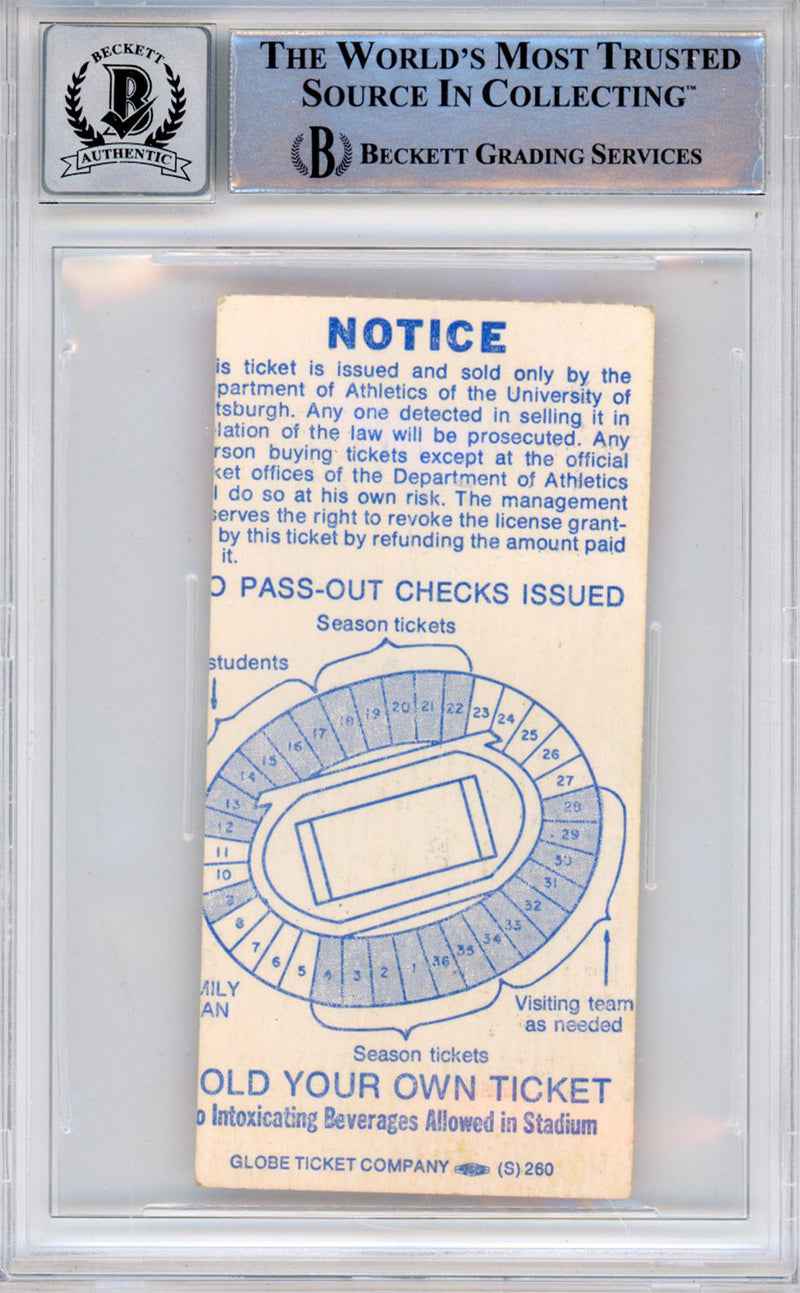 Tony Dorsett Signed Pittsburgh Panthers Ticket Stub 1976 Syracuse BAS Slab