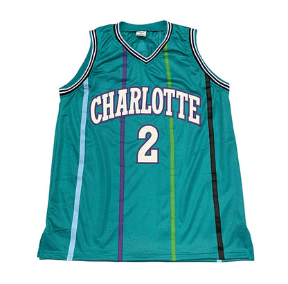 Larry Johnson Signed Charlotte Custom Basketball Jersey Beckett COA