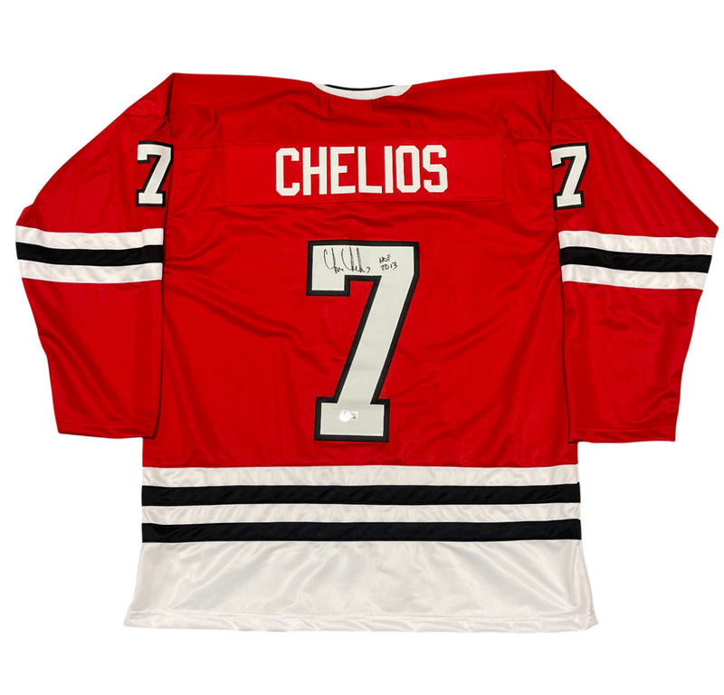 Chris Chelios Signed Chicago Custom Hockey Jersey (HOF 2013) BAS