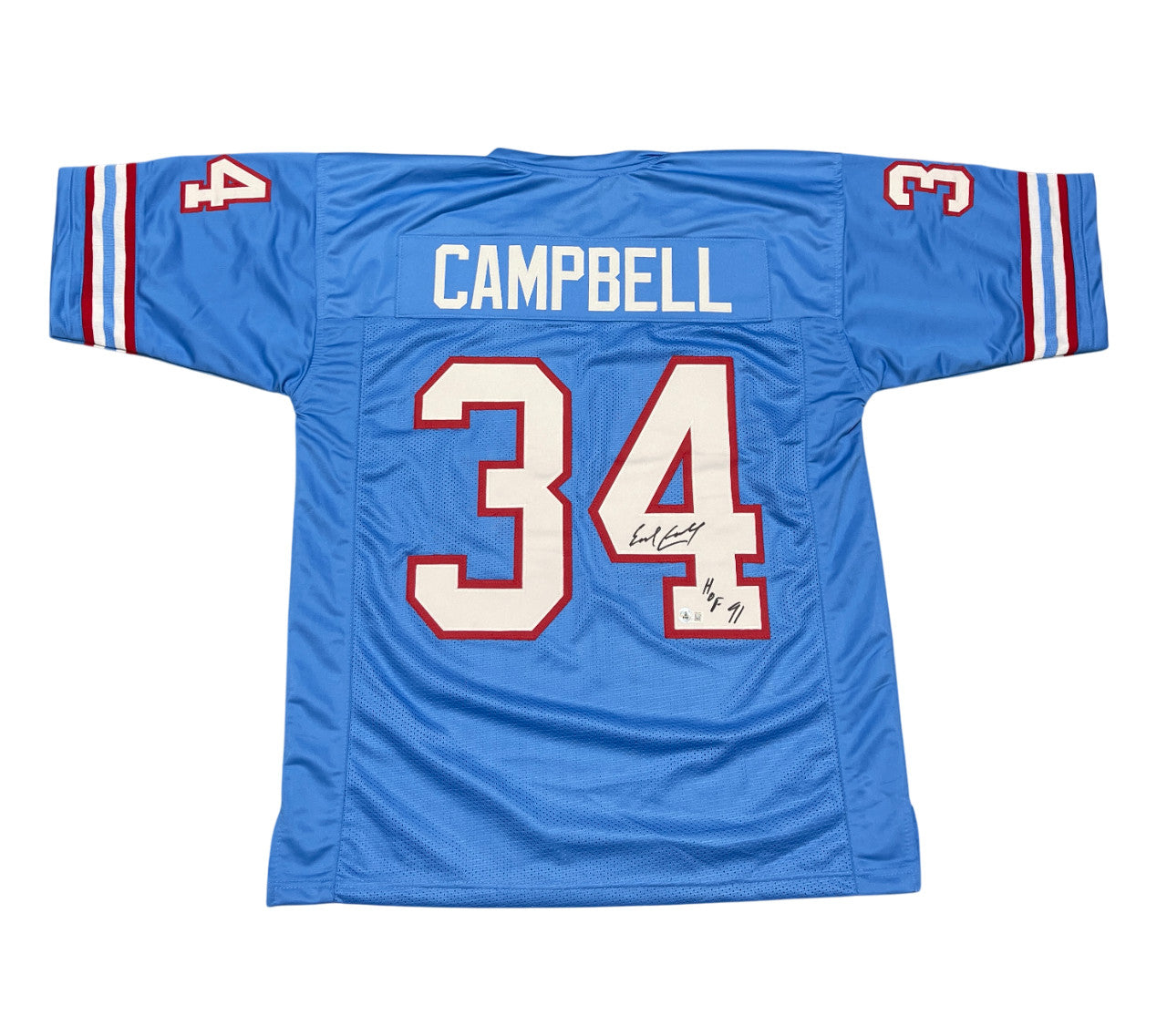 Earl Campbell Signed Houston Oilers Custom Jersey (HOF 91) Beckett