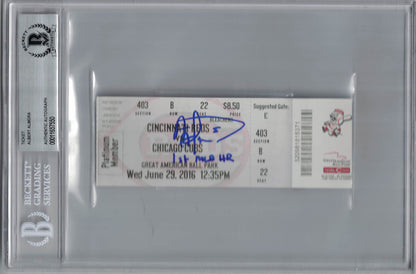 Albert Almora Jr. Autographed Chicago Cubs Ticket 1st MLB HR Inscription