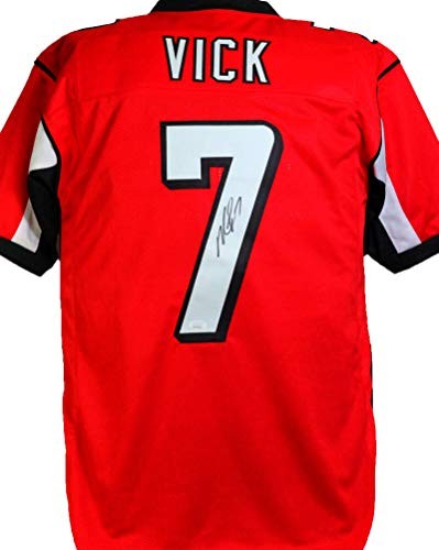 Michael Vick Autographed Red Pro Style Custom Jersey
