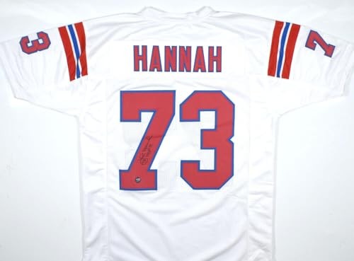 John Hannah Autographed White Custom Football Jersey (HOF Inscription)