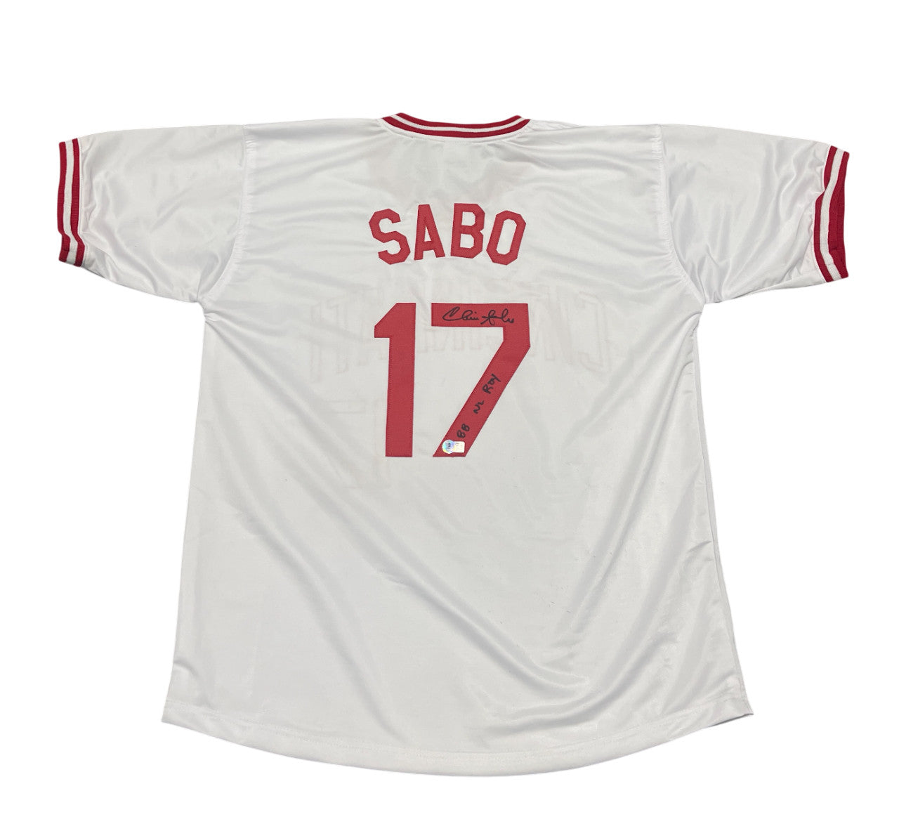 Chris Sabo Signed Cincinnati Reds Custom Jersey (88 NL ROY) Beckett BAS