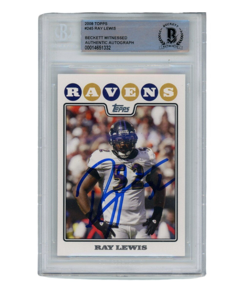 Ray Lewis Signed 2008 Topps #245 Card Beckett Slabbed