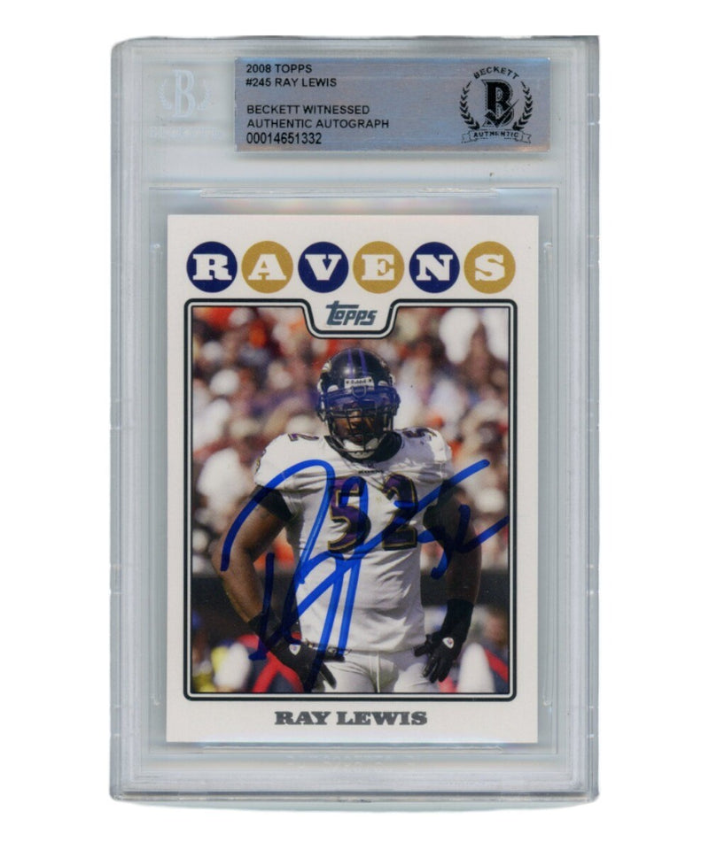 Ray Lewis Signed 2008 Topps #245 Card Beckett Slabbed