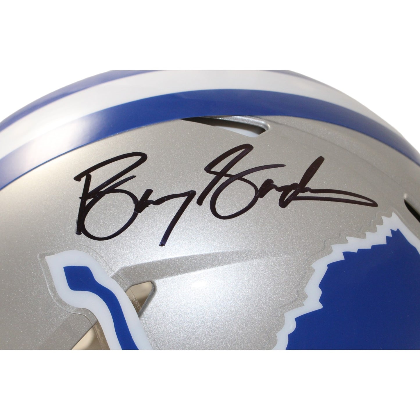 Barry Sanders Autographed Detroit Lions Full Size Authentic Throwback Helmet