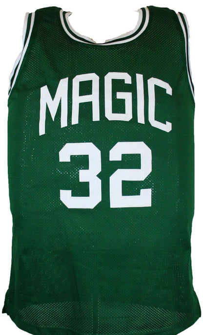Magic Johnson Autographed Green Custom Jersey