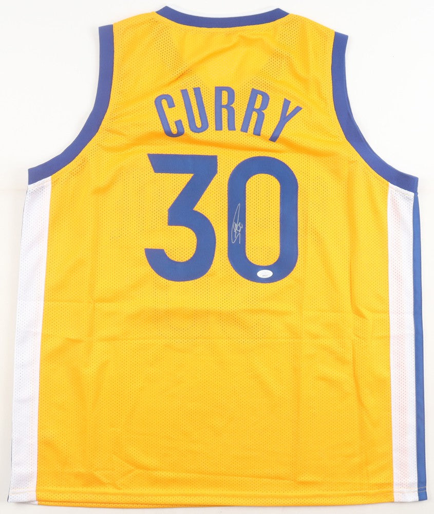 Steph Curry Autographed Golden State Warriors Gold Custom Jersey