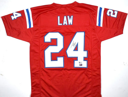 Ty Law Autographed Red Custom Football Jersey