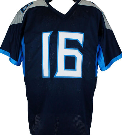 Treylon Burks Autographed Blue Custom Football Jersey