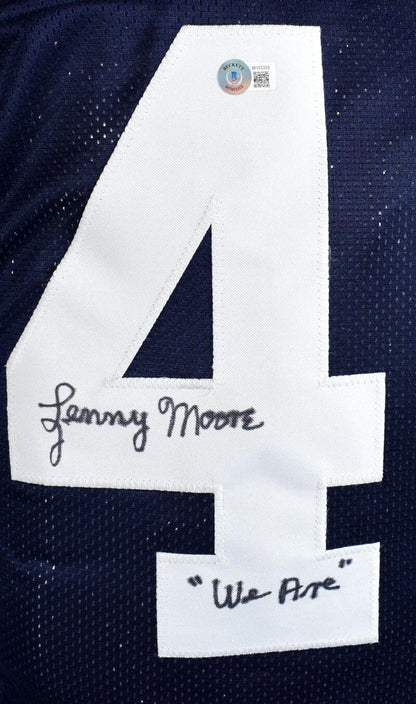 Lenny Moore Autographed Navy Blue "We Are" Custom College Style Jersey