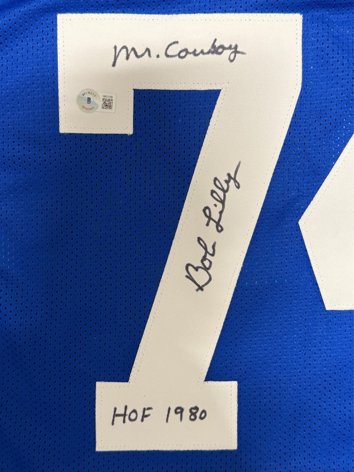 Bob Lilly Signed Dallas Cowboys Custom Jersey (2 Inscriptions) Beckett COA