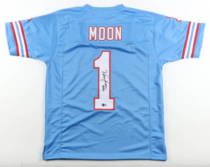 Warren Moon Autographed Houston Oilers Light Blue Custom Jersey