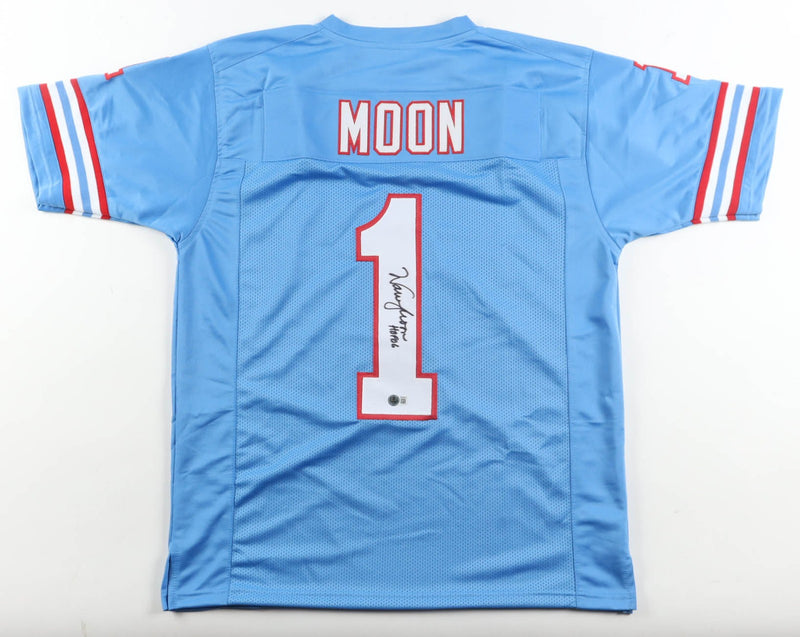 Warren Moon Autographed Houston Oilers Light Blue Custom Jersey