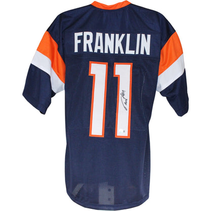 Troy Franklin Autographed Blue Pro Style Football Jersey