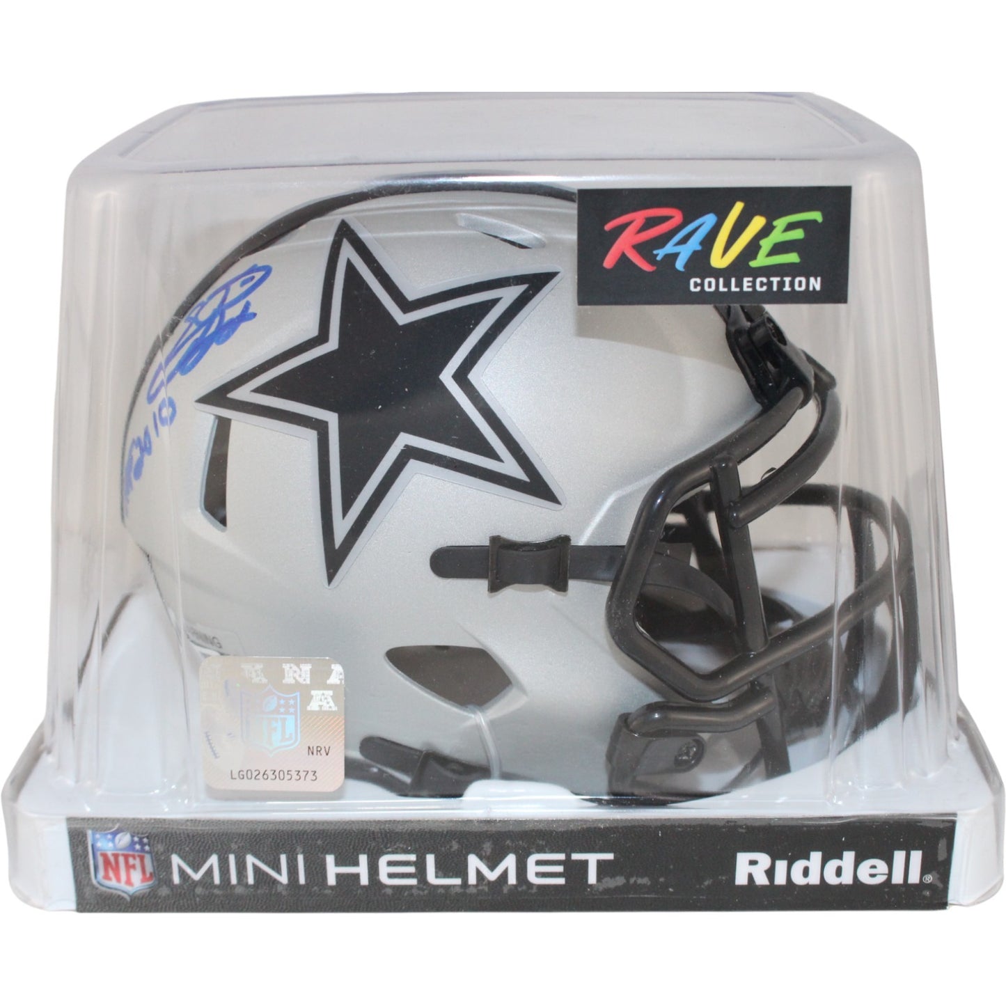 Emmitt Smith Dallas Cowboys Autographed Rave Mini Helmet (HOF Inscription)