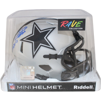 Emmitt Smith Dallas Cowboys Autographed Rave Mini Helmet (HOF Inscription)