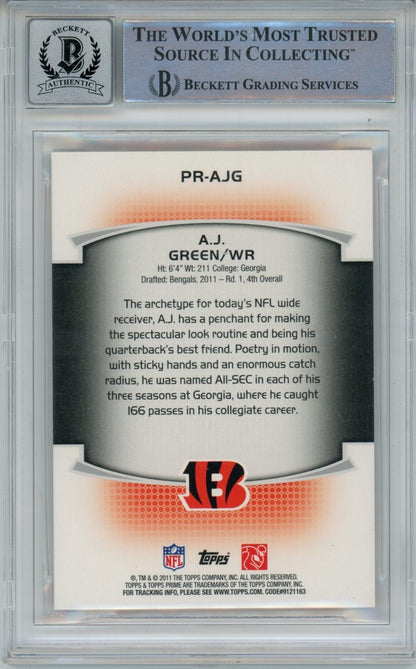 AJ Green Signed Bengals 2011 Topps Prime Card Beckett Auto 10