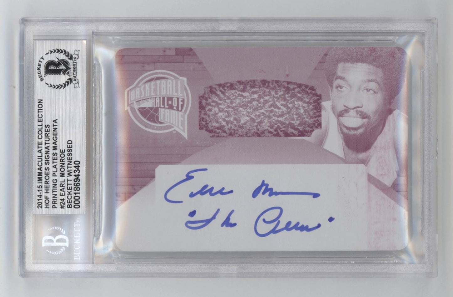 Earl Monroe Signed 2013-14 Immaculate 1/1 Printing Plate Card "The Pearl"
