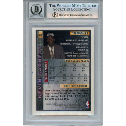 Kevin Garnett Autographed 1995-96 Topps Finest #115 Trading Card