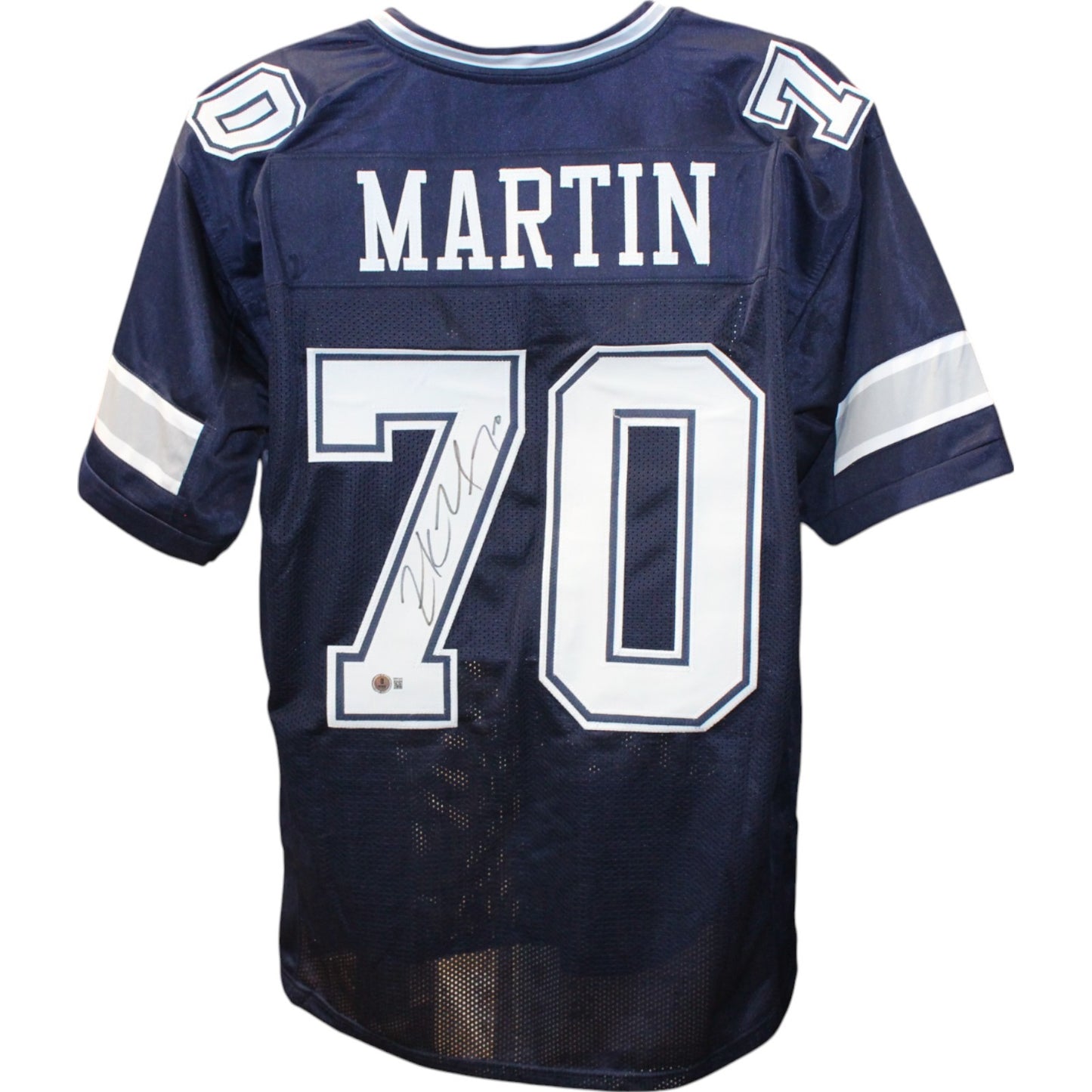 Zack Martin Autographed Custom Blue Football Jersey (Beckett)