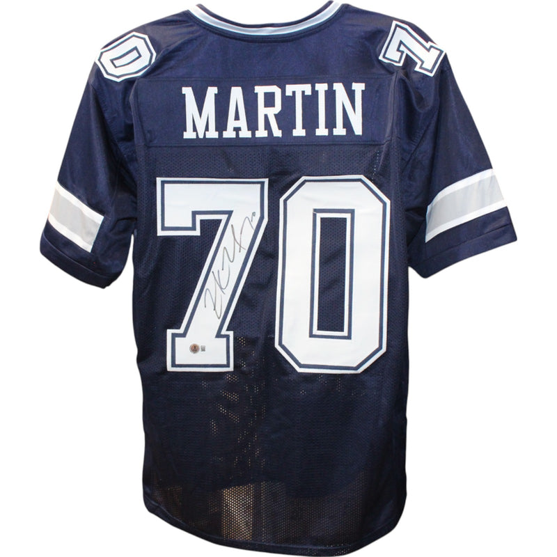 Zack Martin Autographed Custom Blue Football Jersey (Beckett)