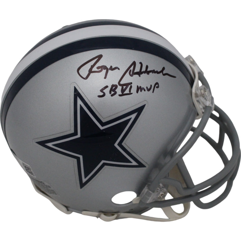 Roger Staubach Dallas Cowboys Signed VSR4 Mini Helmet (SB VI MVP Inscription)