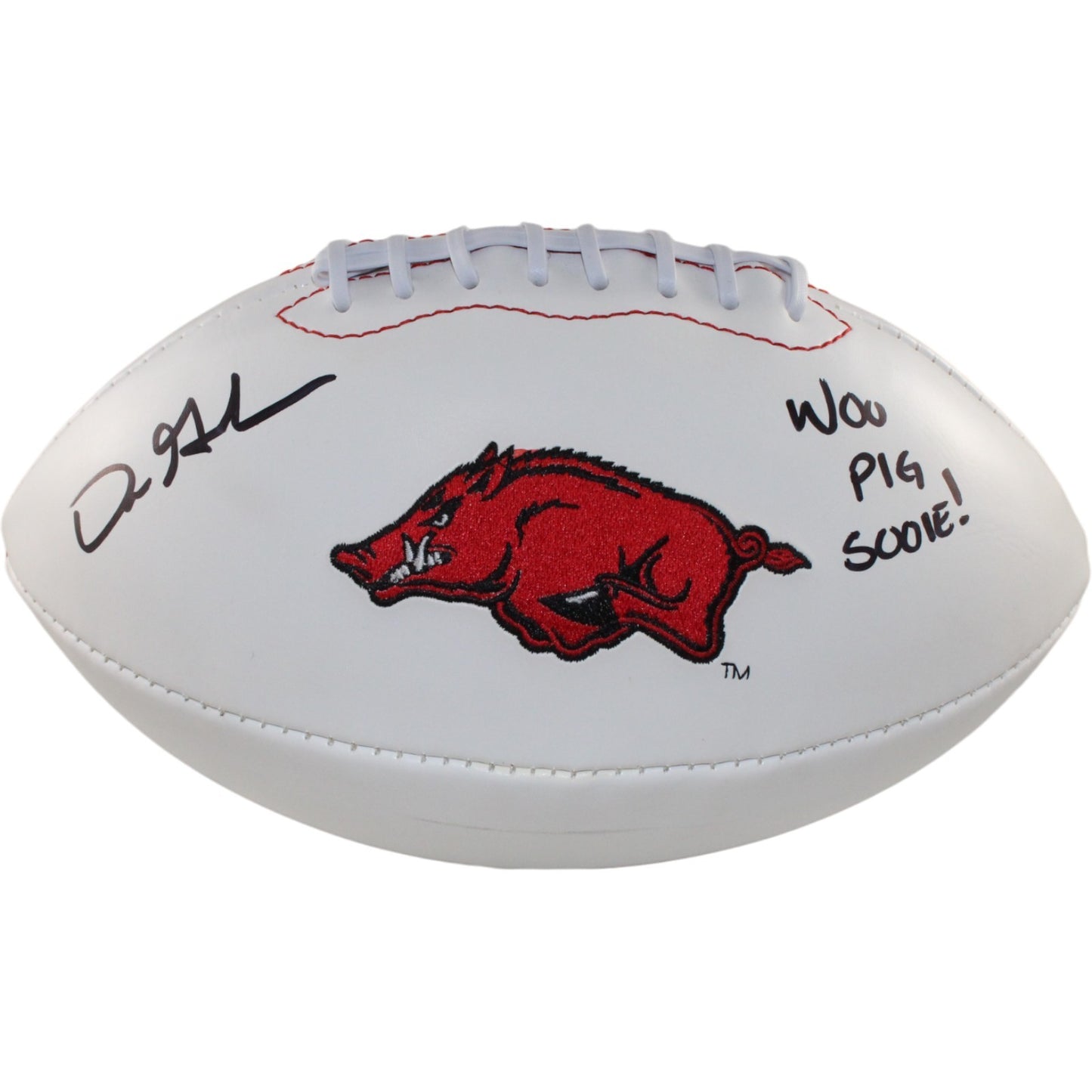 Dre Greenlaw Signed Arkansas Razorbacks Logo Football (Beckett COA)