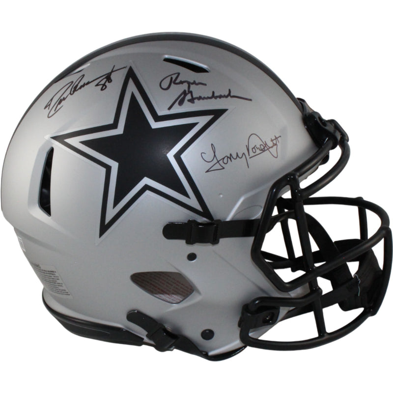 Staubach, Dorsett & Pearson Signed Dallas Cowboys Pro Rave Full Size Helmet