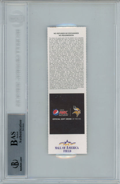 Adrian Peterson Signed Minnesota Vikings Ticket Stub 2097 Yds Beckett Slab