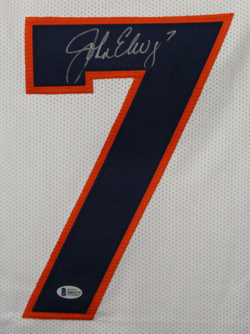 John Elway Signed Denver Broncos Custom Jersey - White