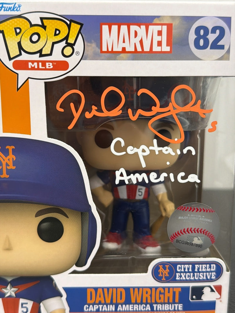 David Wright Signed Funko Pop #82 Citi Field SGA w/ Captain America Insc